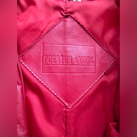 Y2K Preston & York Geniune leather full length Chrismats Red jacket XL - Picture 5 of 14